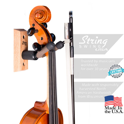 String Swing Wall Mount Violin Hanger Oak